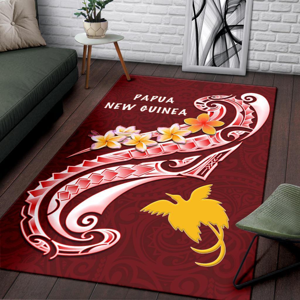 Papua New Guinea Area Rug - PNG Seal Polynesian Patterns Plumeria - Vibe Hoodie Shop