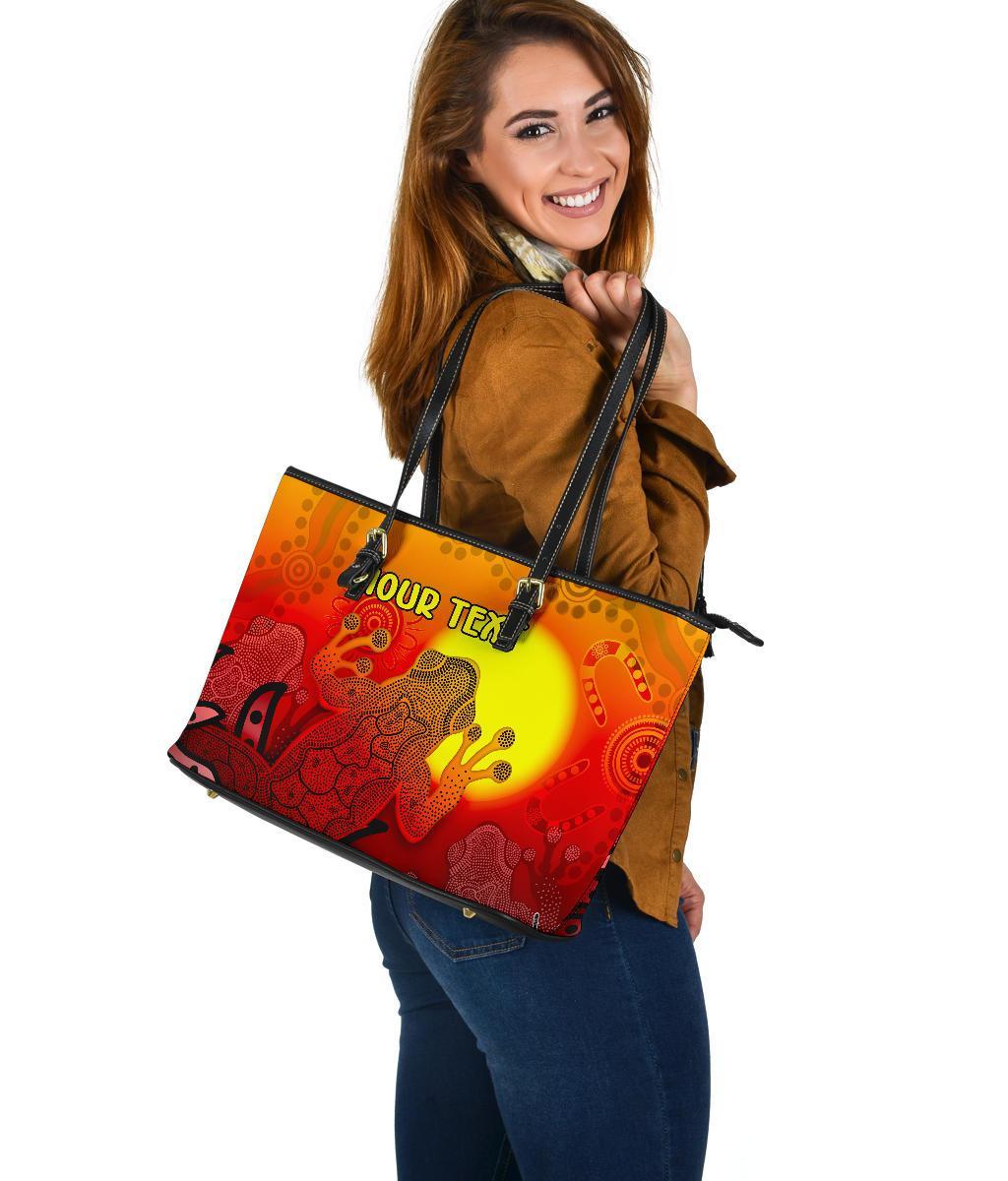 custom-aboriginal-leather-tote-bag-indigenous-frog-red