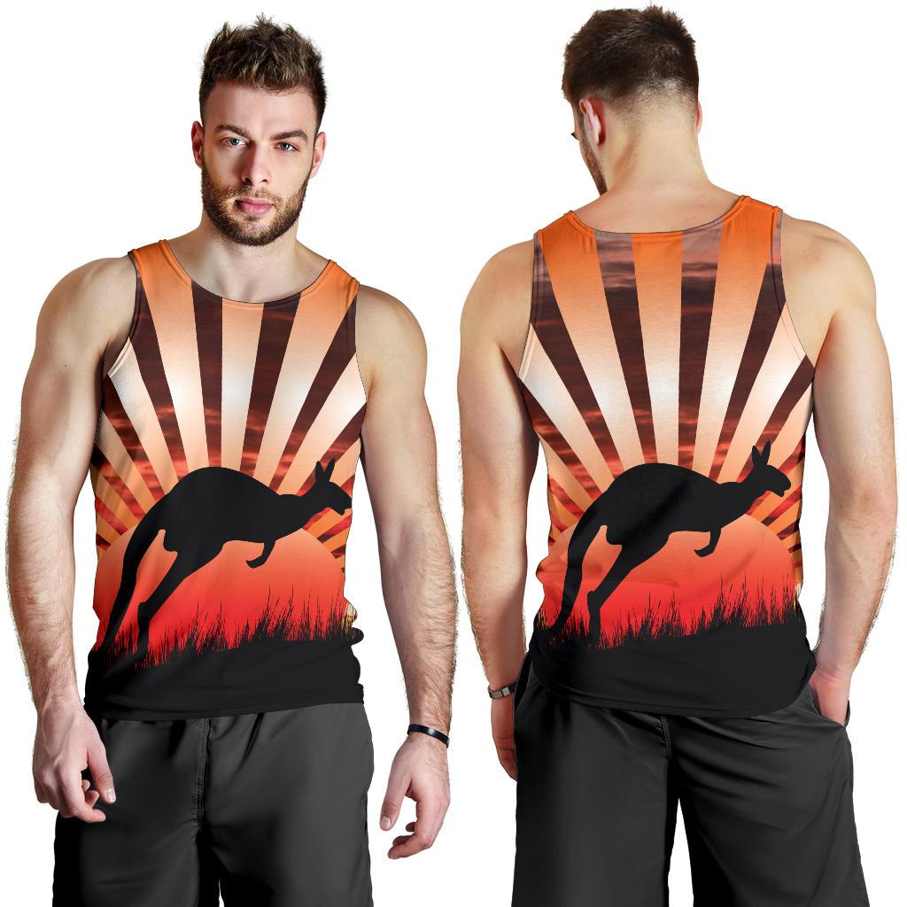 Men Tank Top - Kangaroo Mens Tank Sunset Ver03 - Vibe Hoodie Shop