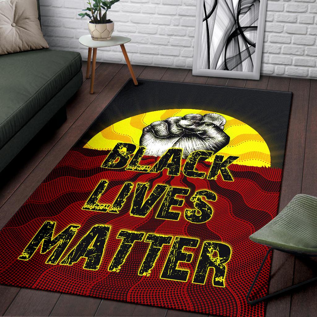 Area Rug, Aboriginal Black Lives Matter Sun Dot Painting - Vibe Hoodie Shop