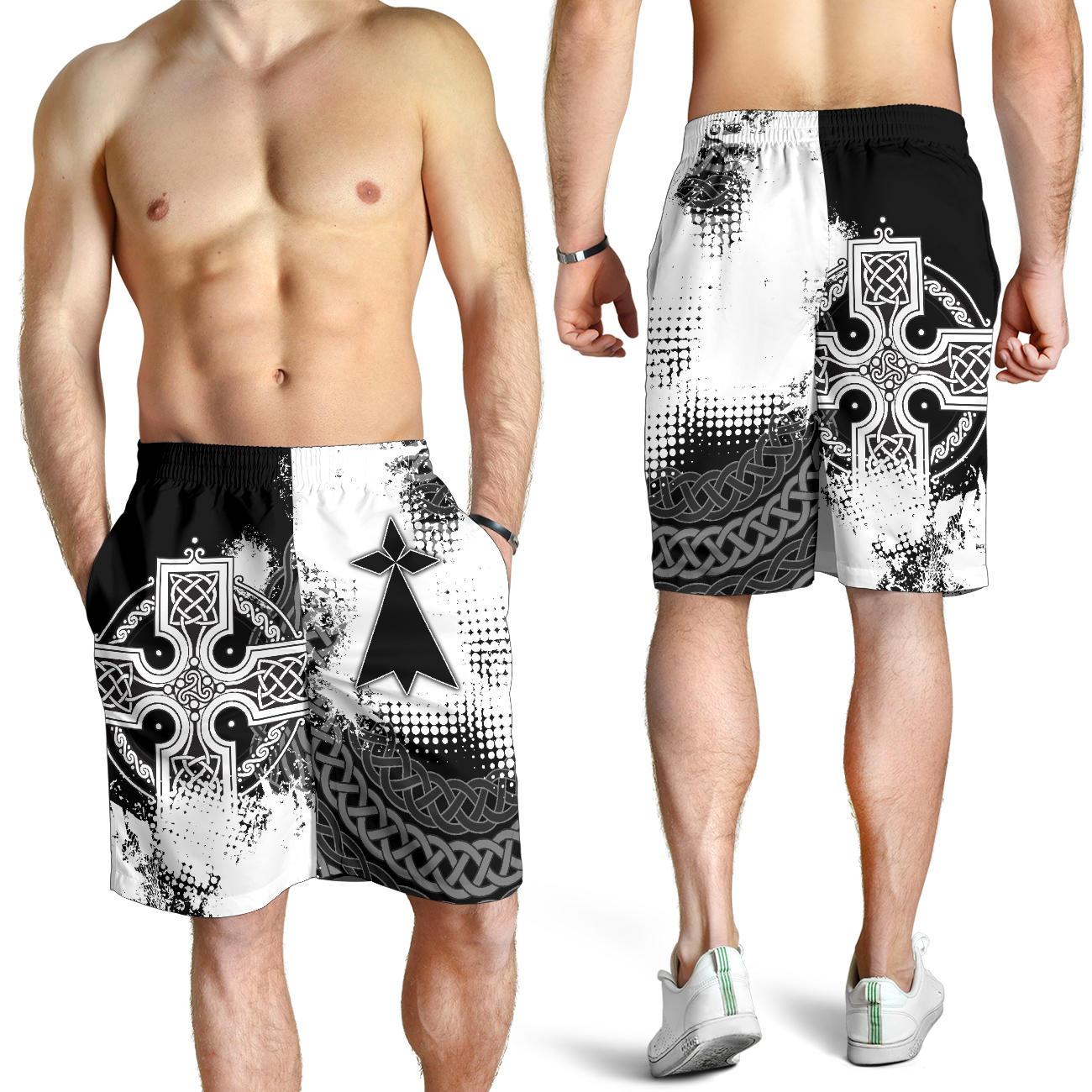 Brittany Men's Shorts - Brittany Celtic Cross - Vibe Hoodie Shop