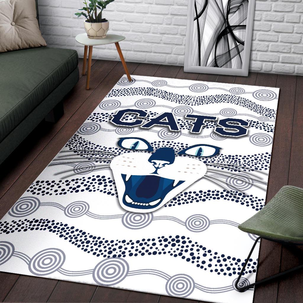 Geelong Area Rug Cats Indigenous - White - Vibe Hoodie Shop