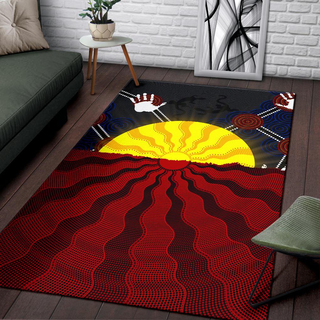 Aboriginal Area Rug, Aboriginal Lives Matter Flag Sun Dot Painting - Vibe Hoodie Shop