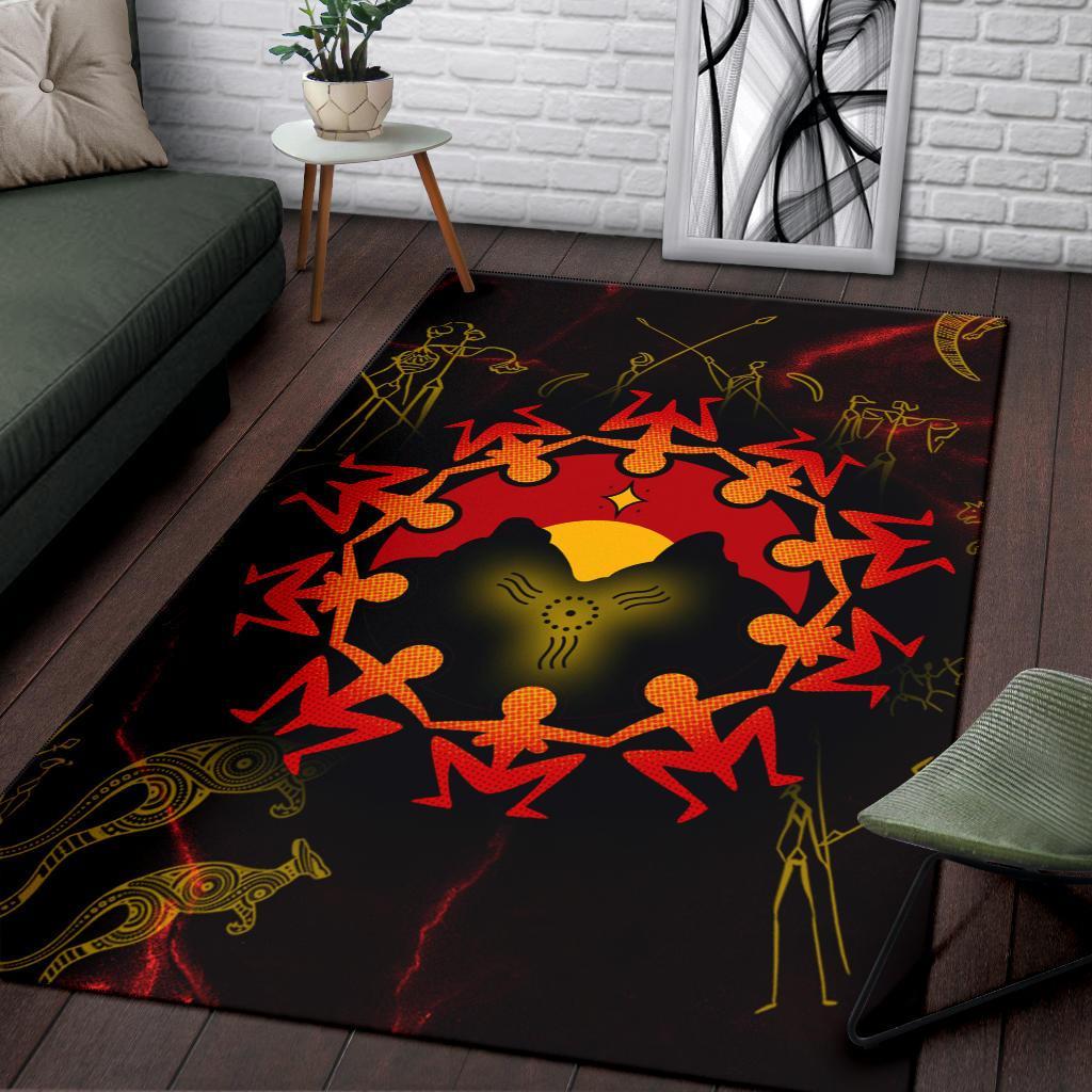 Aboriginal Area Rug - Australia Map and Indigenous Flag - Vibe Hoodie Shop