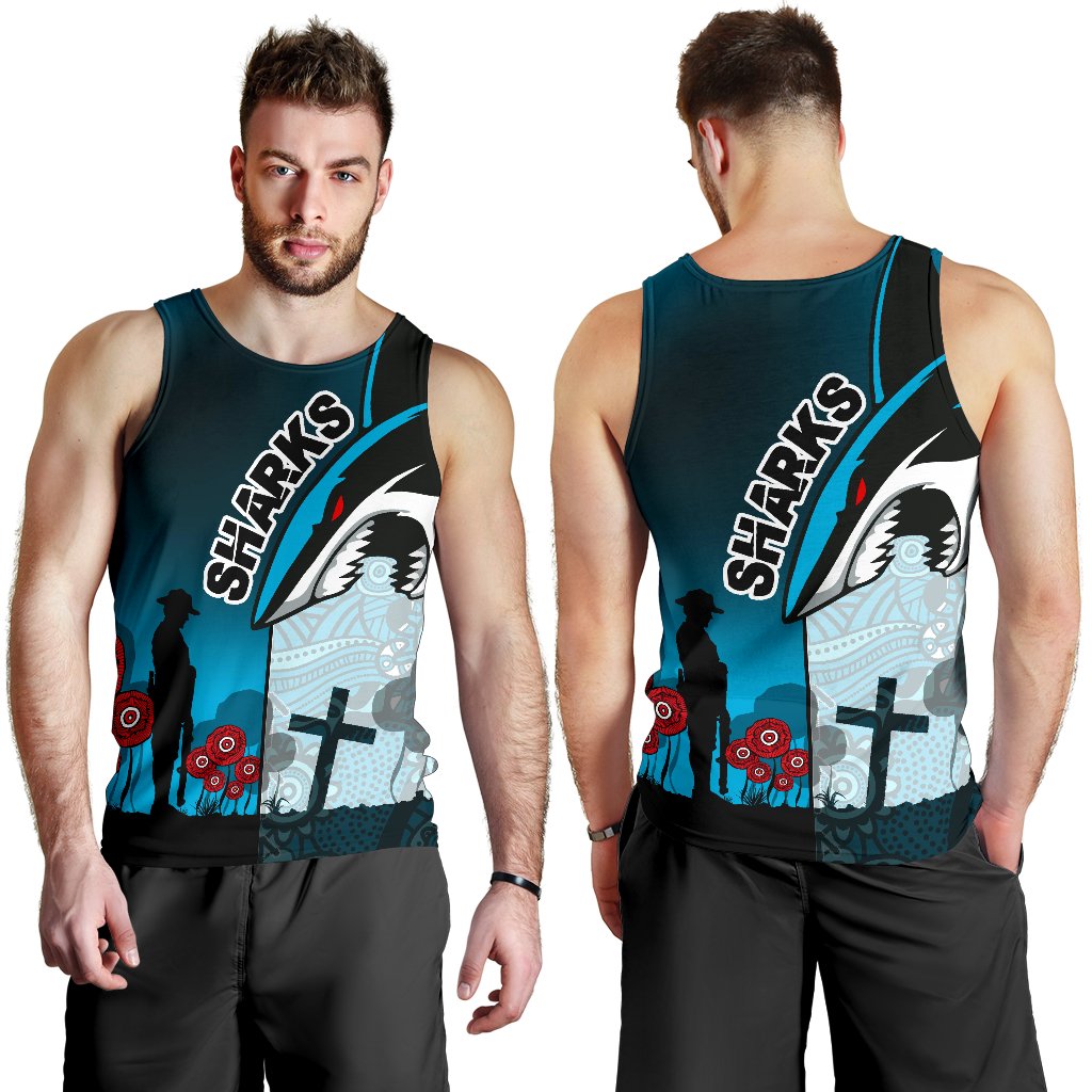 Sharks Men's Tank Top Cronulla ANZAC Day - Vibe Hoodie Shop