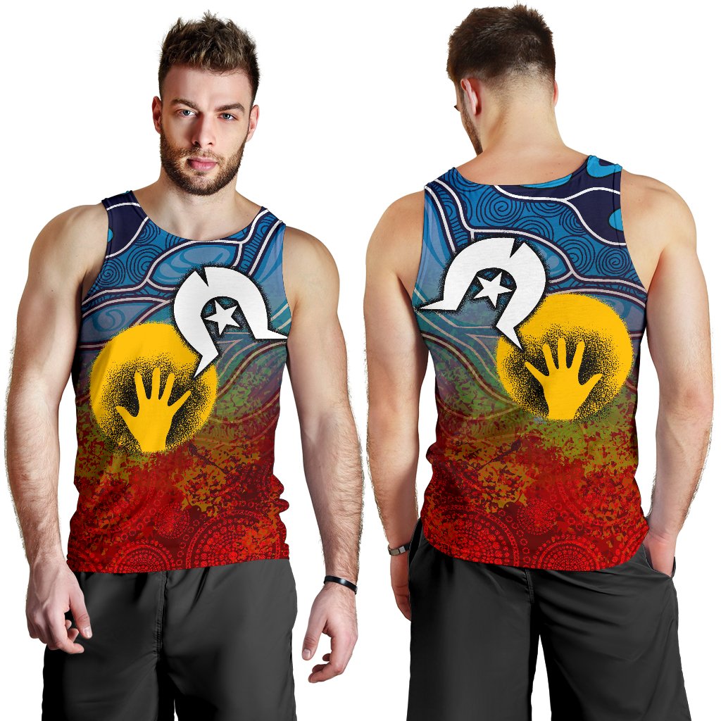 Aboriginal Men's Tank Top - Aboriginal and Torres Strait Islanders Flag - Vibe Hoodie Shop