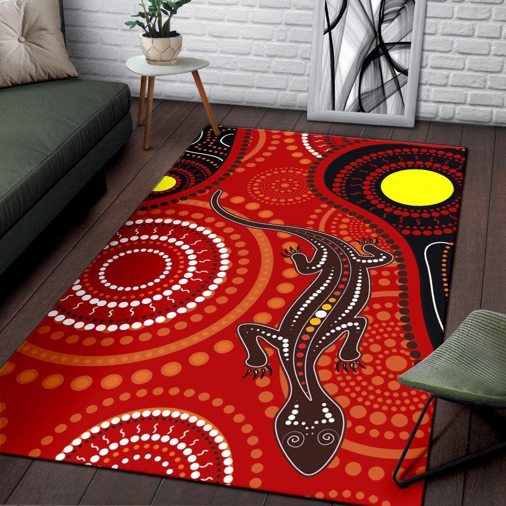 Aboriginal Area Rug - Australia Lizard Dot Painting Art - Vibe Hoodie Shop