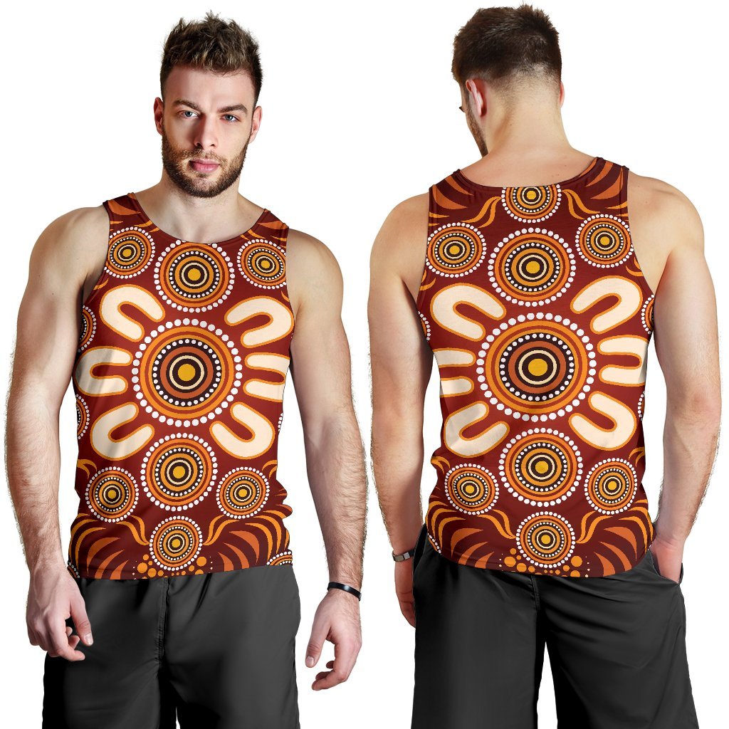 Aboriginal Men's Tank Top - Circle Flowers Patterns Ver03 - Vibe Hoodie Shop