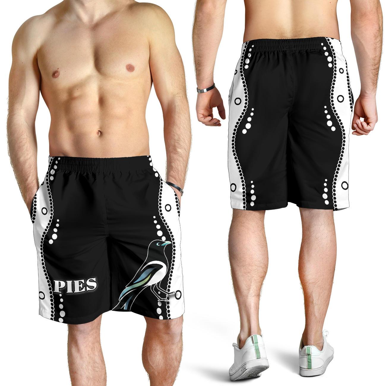 Collingwood Men Shorts Pies Indigenous - Black - Vibe Hoodie Shop