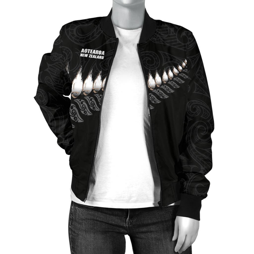 New Zealand Bomber Jacket Rugby Silver Fern (Women) - Vibe Hoodie Shop