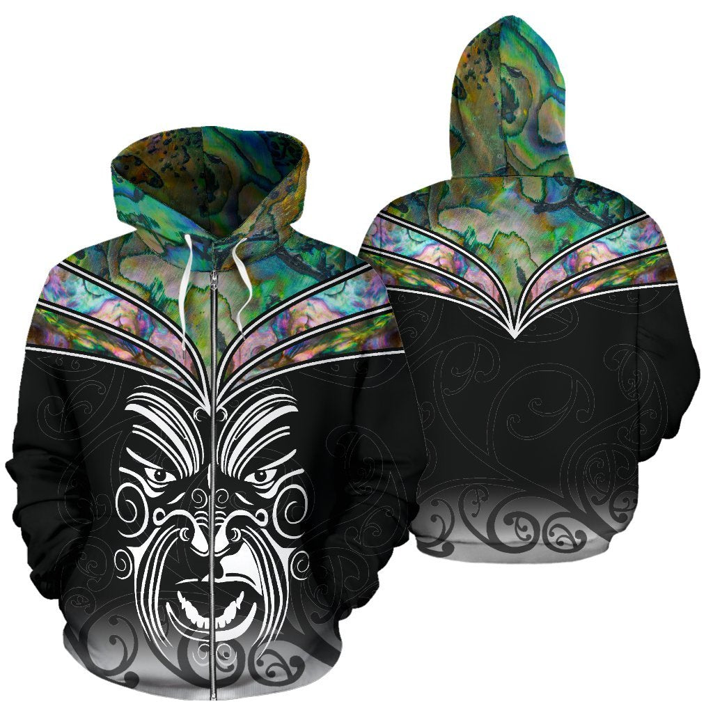 New Zealand Zip Up Hoodie, Maori Paua Shell Zipper Hoodie - Vibe Hoodie Shop