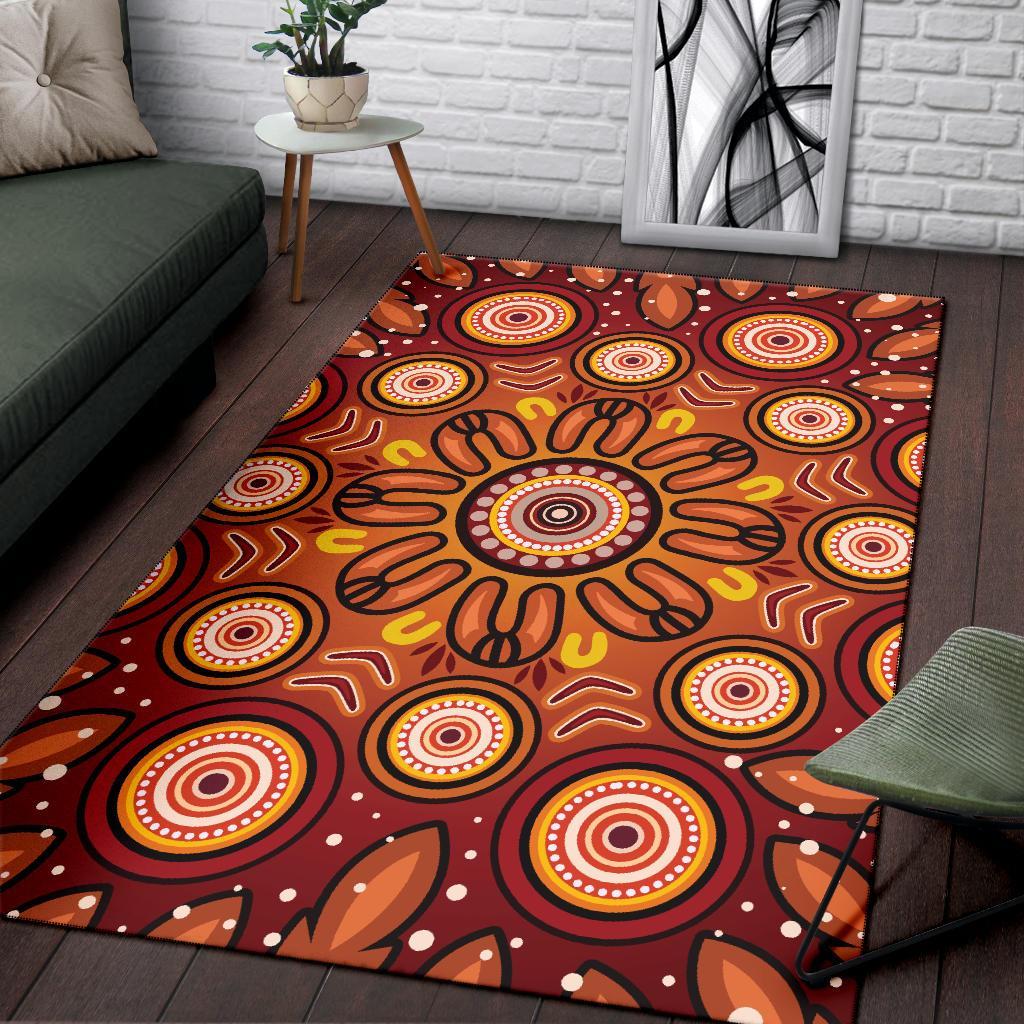 Aboriginal Area Rug - Circle Flowers Patterns VER01 - Vibe Hoodie Shop