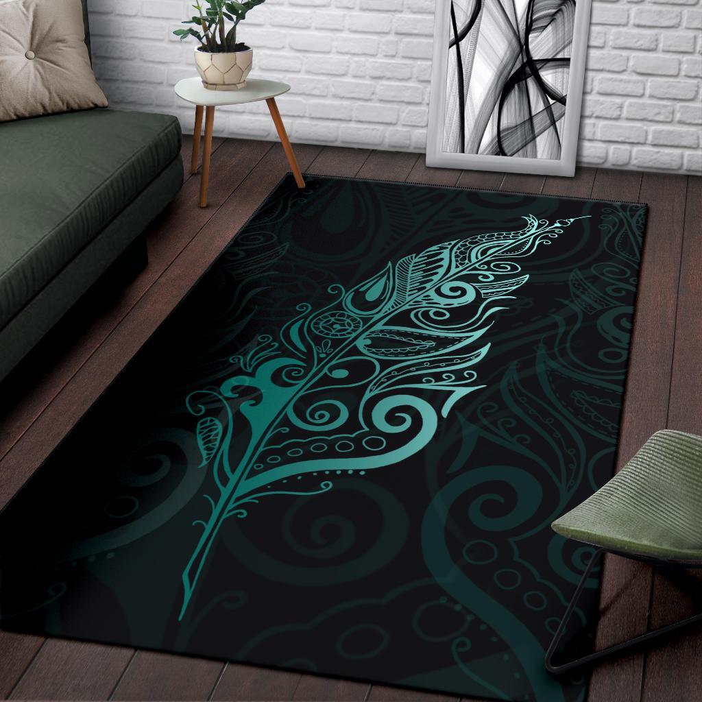 Light Silver Fern Area Rug, Turquoise - Vibe Hoodie Shop