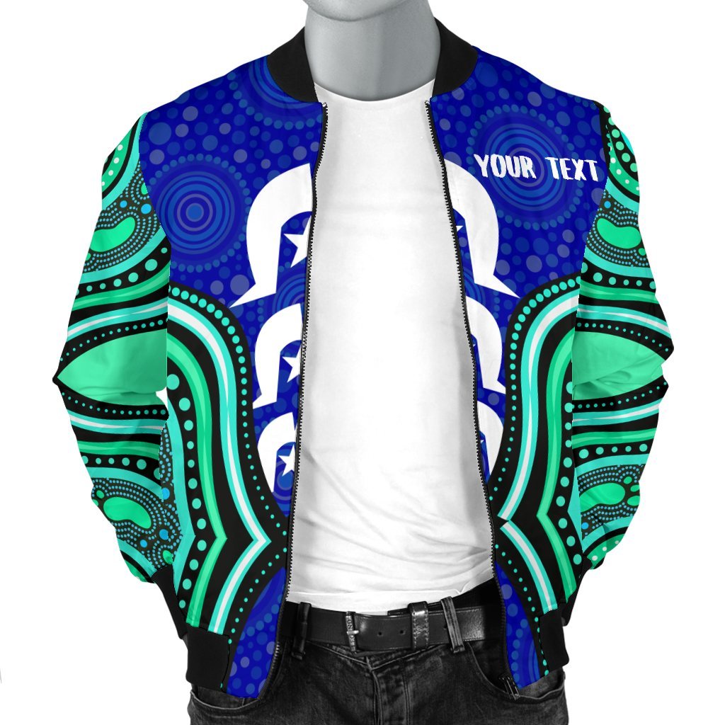 Torres Strait Personalised Men's Bomber Jacket - Torres Strait Symbol And Aboriginal Patterns - Vibe Hoodie Shop