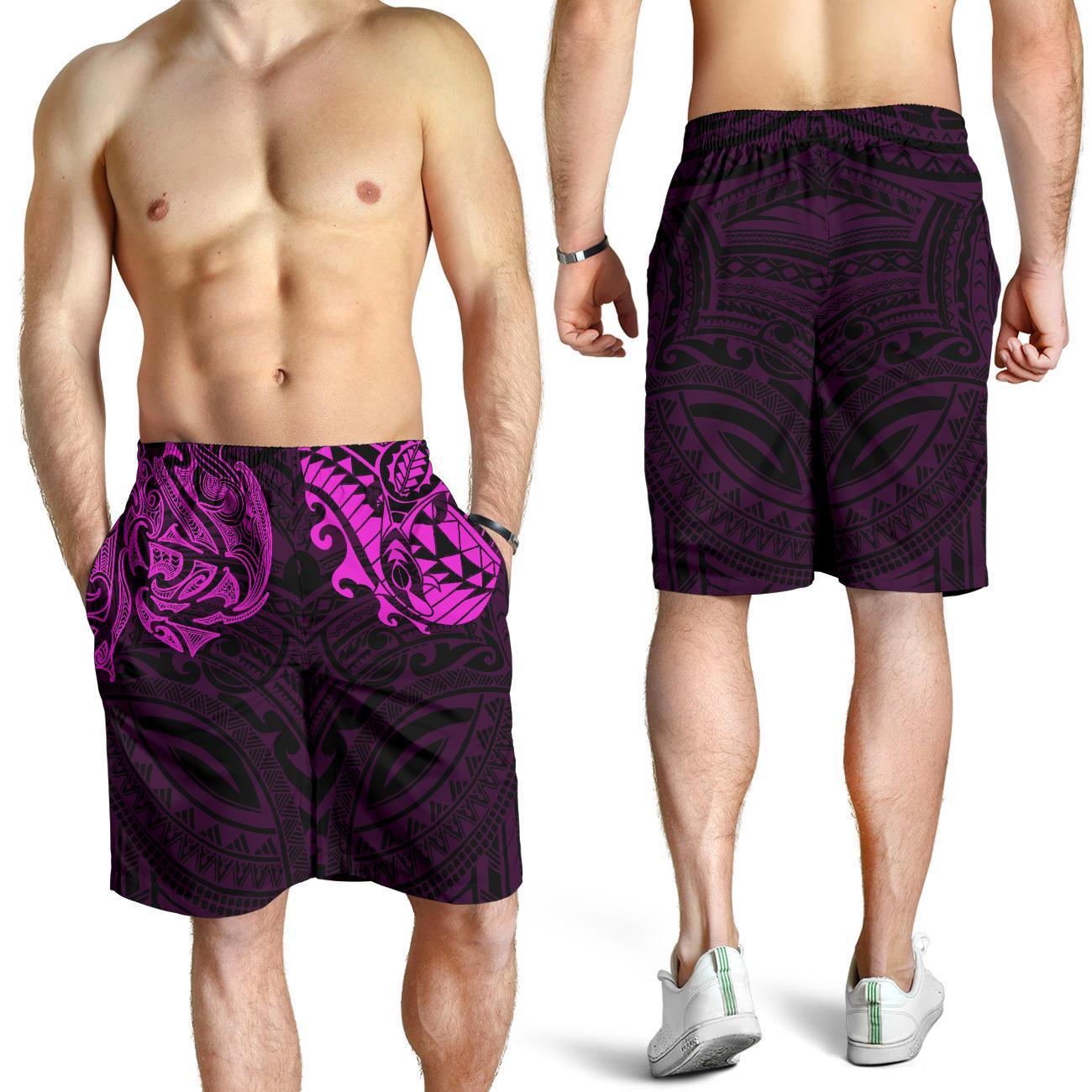 New Zealand All Over Print Men's Shorts, Maori Polynesian Tattoo Purple - Vibe Hoodie Shop