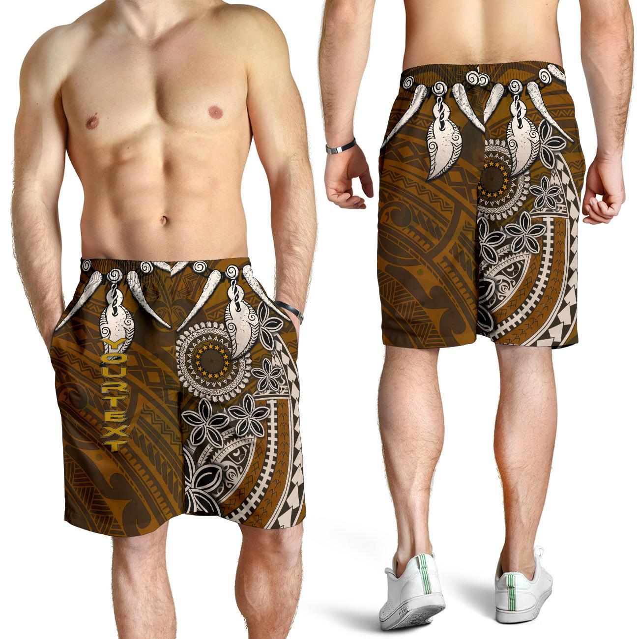 Cook Islands Custom Personalised Men's Shorts - Polynesian Boar Tusk - Vibe Hoodie Shop