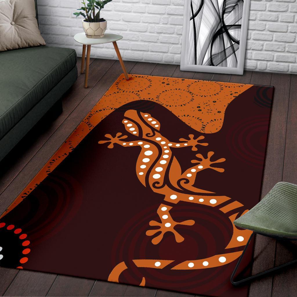 Aboriginal Area Rug - Lizard in Aboriginal Dreaming - Vibe Hoodie Shop