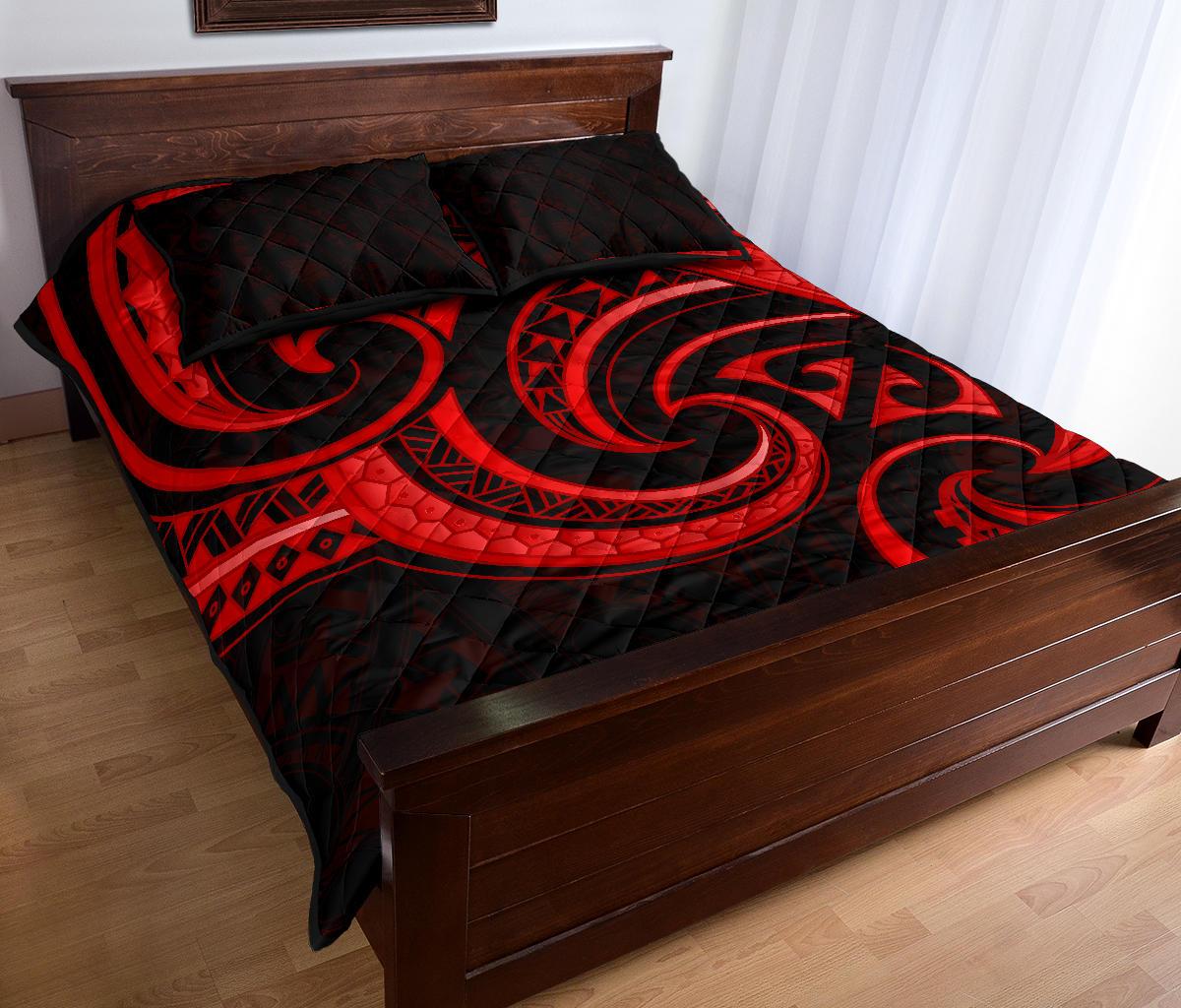 New Zealand Maori Mangopare Quilt Bed Set Polynesian - Red - Vibe Hoodie Shop