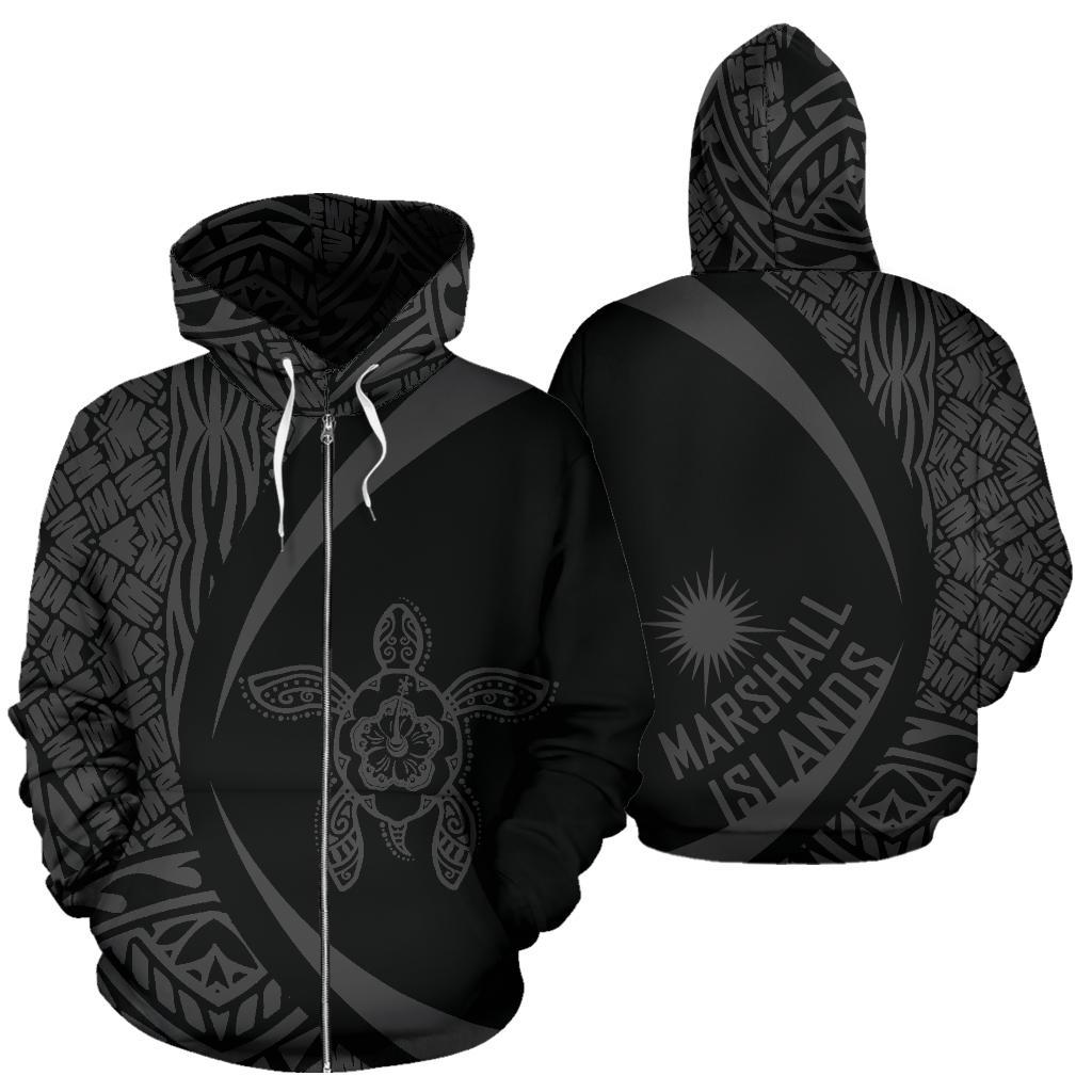 Marshall Islands Turtle Polynesian Zip Up Hoodie - Circle Style 07 - Vibe Hoodie Shop