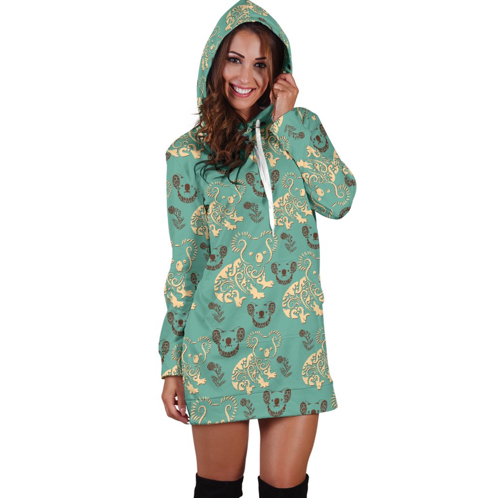 Aboriginal Hoodie Dress, Koala Patterns So Cute - Vibe Hoodie Shop