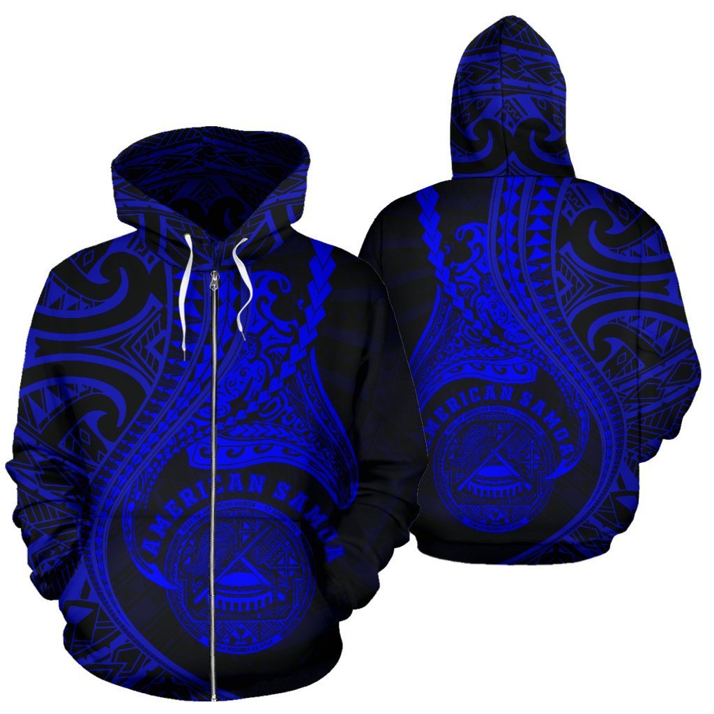 American Samoa Hoodie Kanaloa Tatau Gen As (Blue) (Zip) - Vibe Hoodie Shop