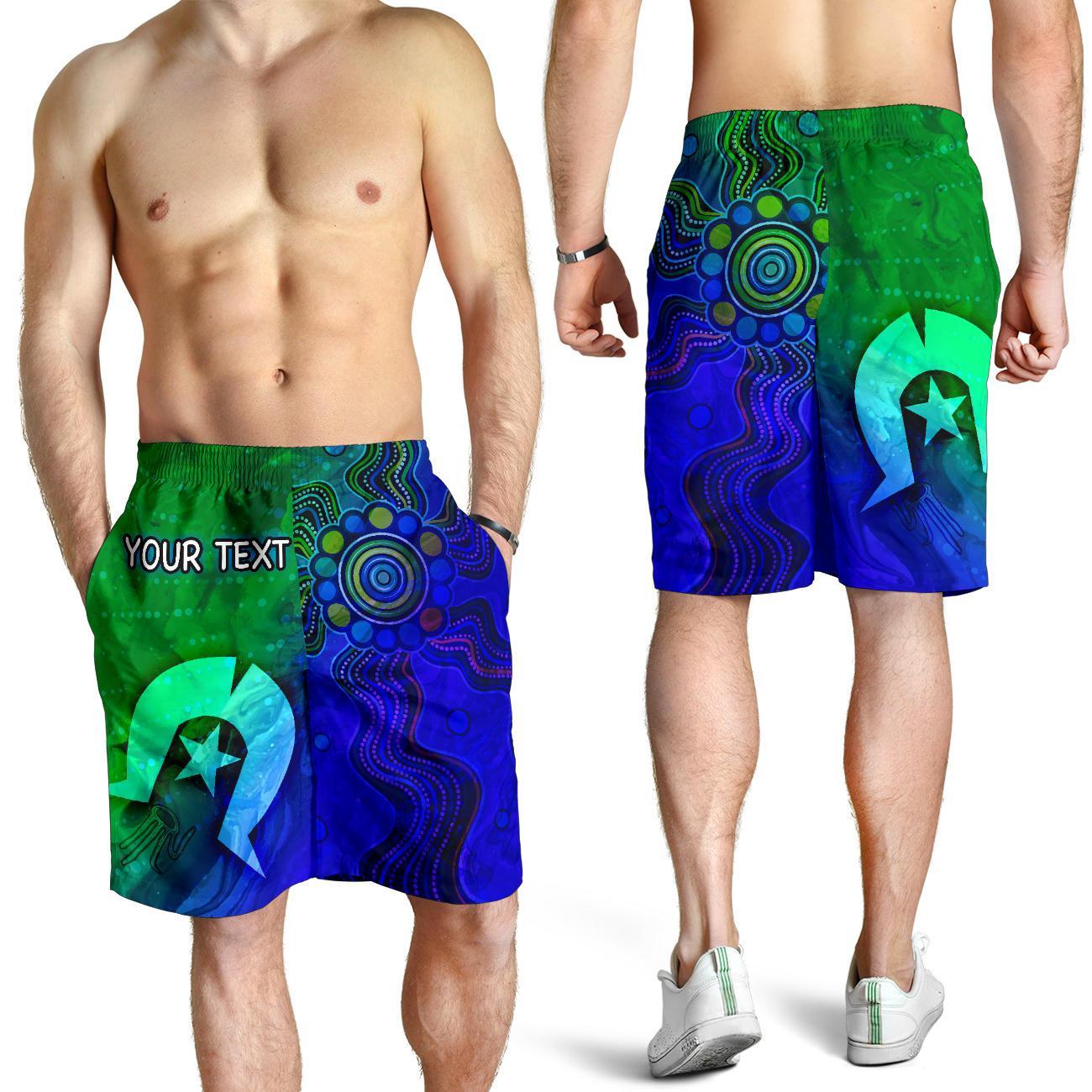 Custom Aboriginal Men's Shorts, Torres Strait Islands Flag - Vibe Hoodie Shop