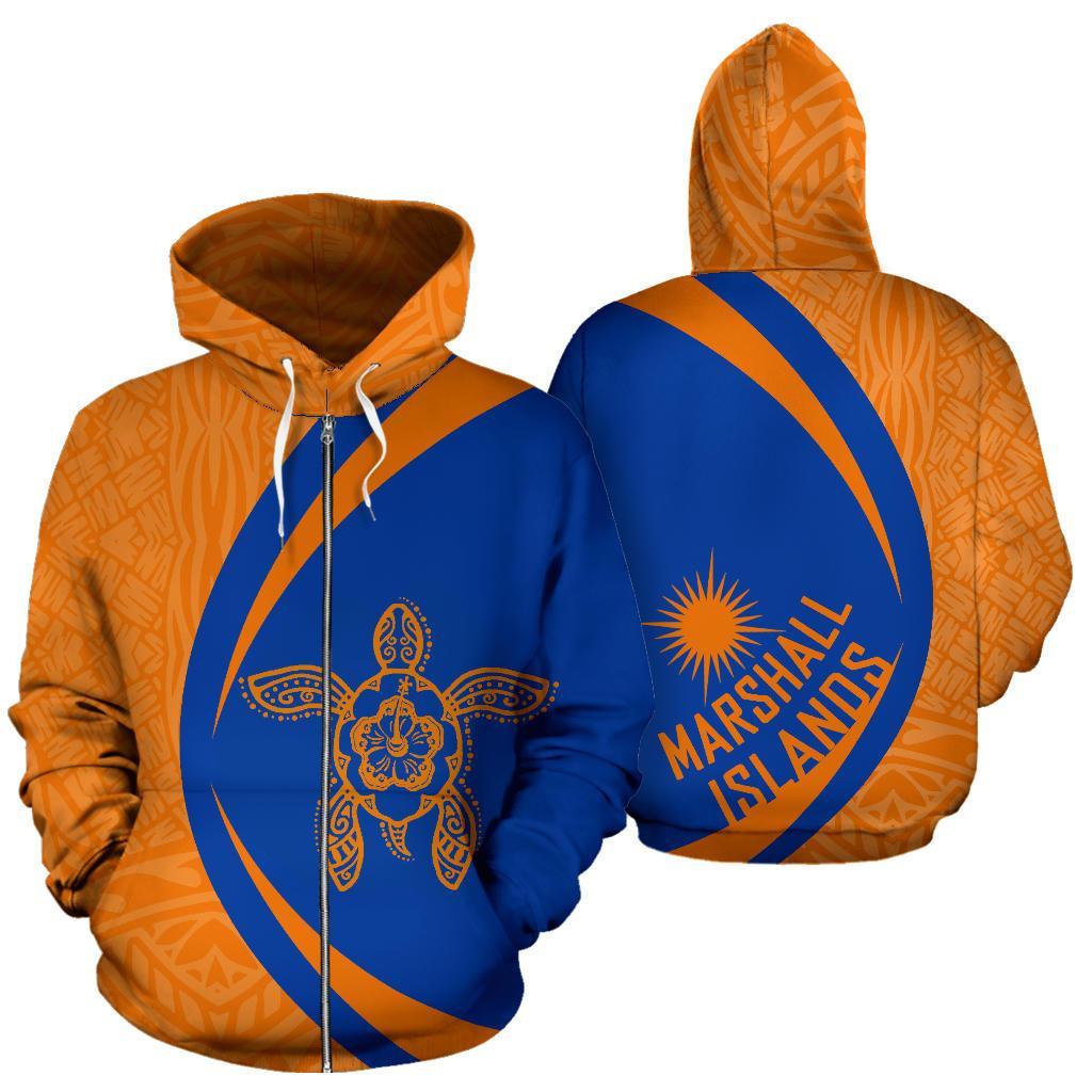 Marshall Islands Turtle Polynesian Zip Up Hoodie - Circle Style 03 - Vibe Hoodie Shop