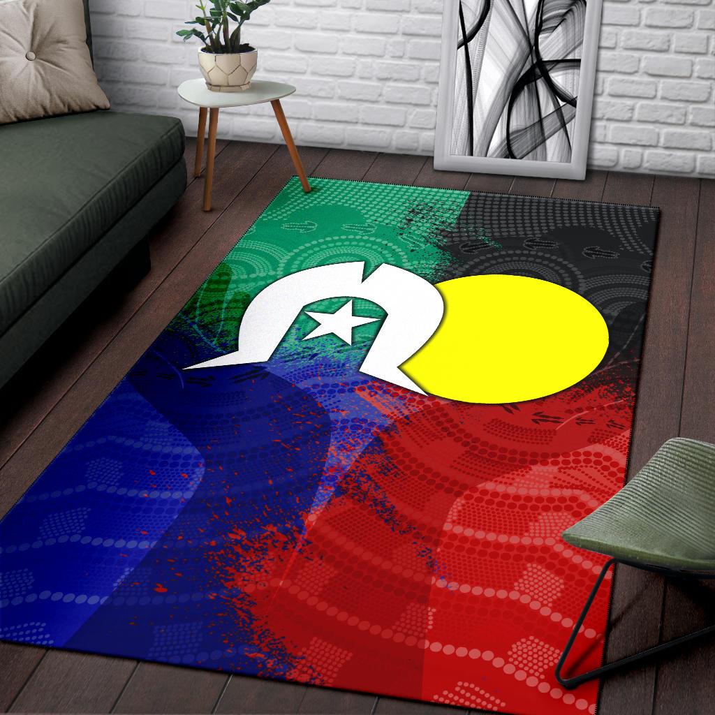 Aboriginal Area Rug, Australia NAIDOC Week Indigenous Flag Style - Vibe Hoodie Shop