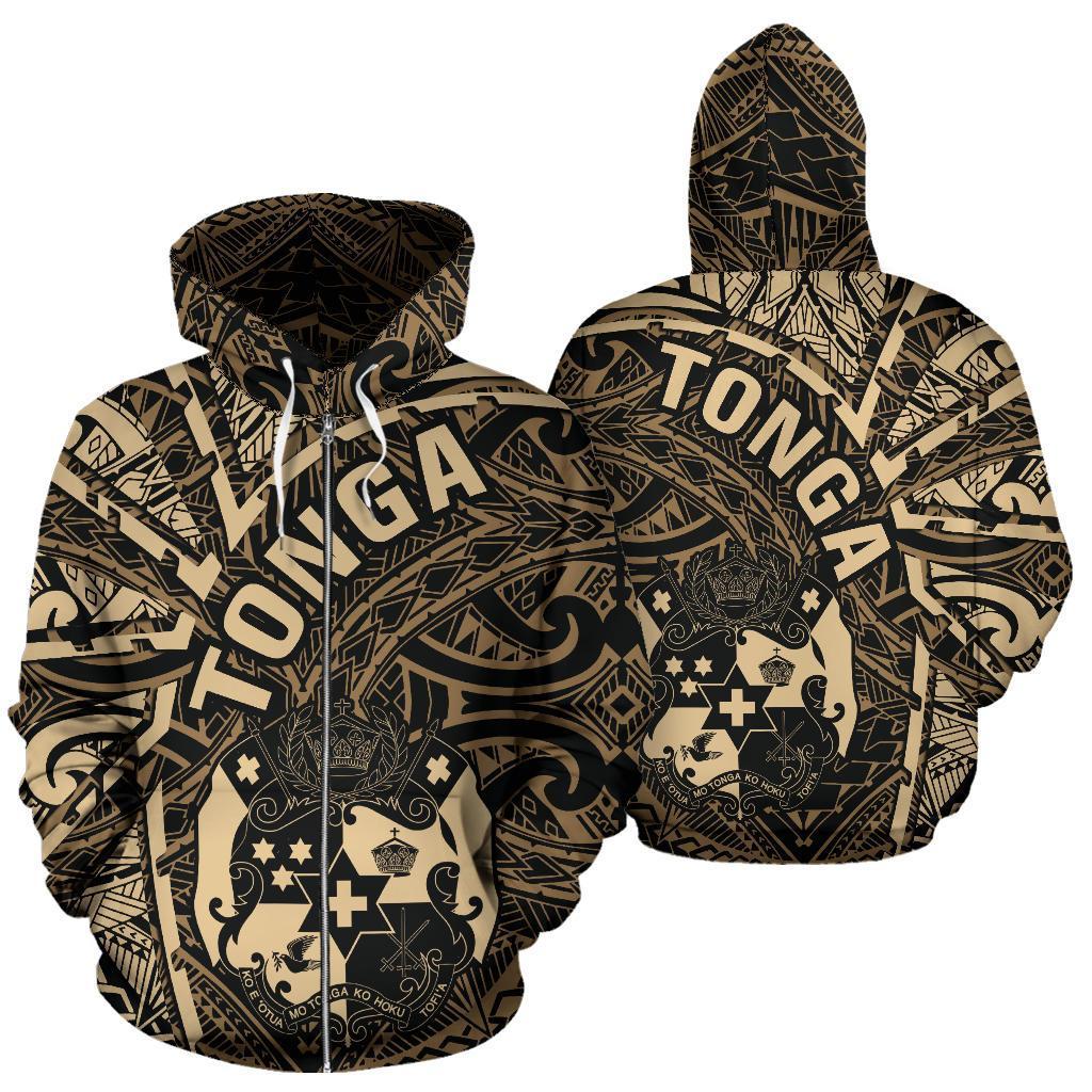 Zip Up Hoodie Tonga Polynesia - Tornado Style Gold - Vibe Hoodie Shop