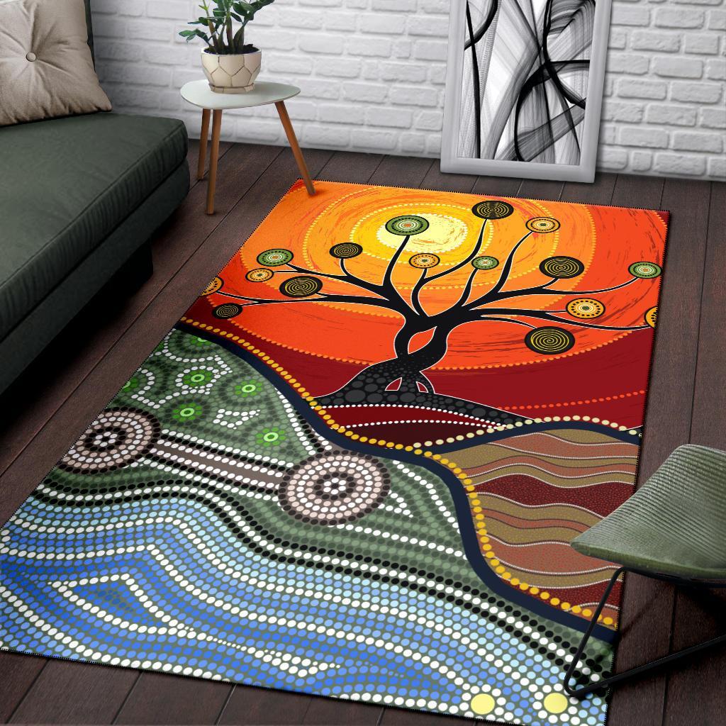 Area Rug - Australian Aboriginal Tree - Vibe Hoodie Shop