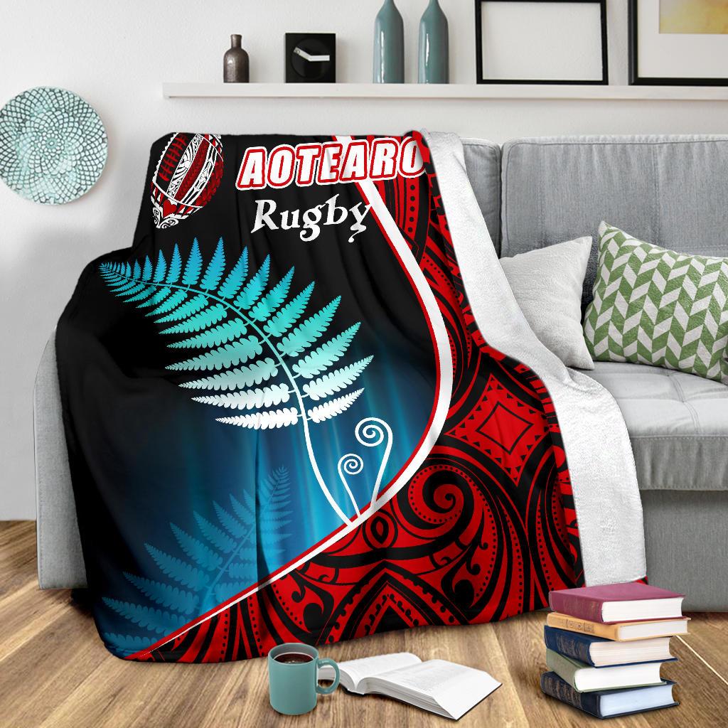 Aotearoa Rugby Black Maori Premium Blanket Kiwi and Silver Fern New Zealand - Vibe Hoodie Shop