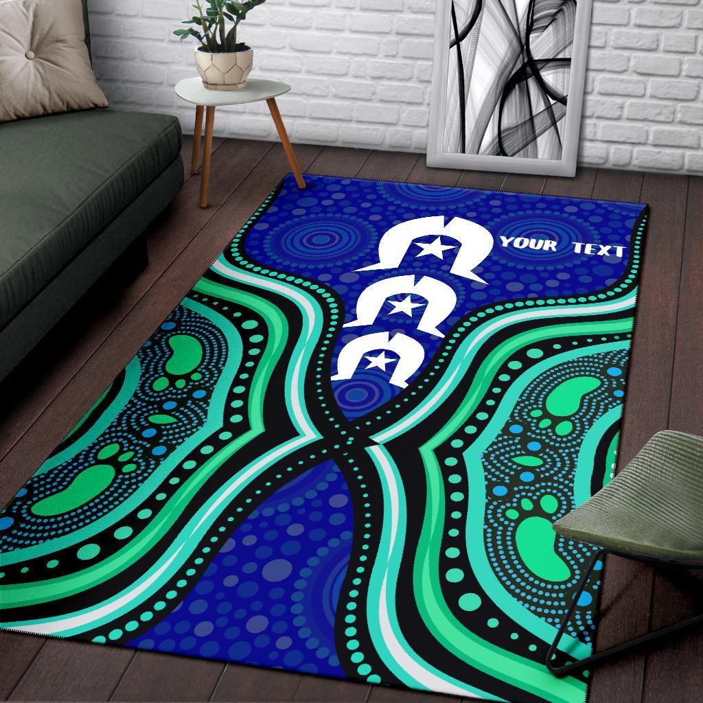 Torres Strait Personalised Area Rug - Torres Strait Symbol And Aboriginal Patterns - Vibe Hoodie Shop