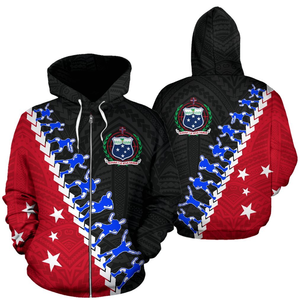 Samoa Siva Tau Rugby Zip Up Hoodie - Vibe Hoodie Shop