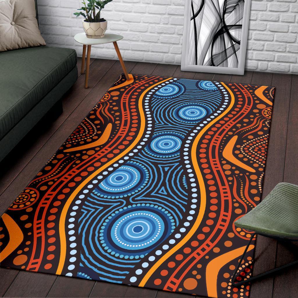 Aboriginal Area Rug - Boomerang Circle Dot Painting Art Ver01 - Vibe Hoodie Shop