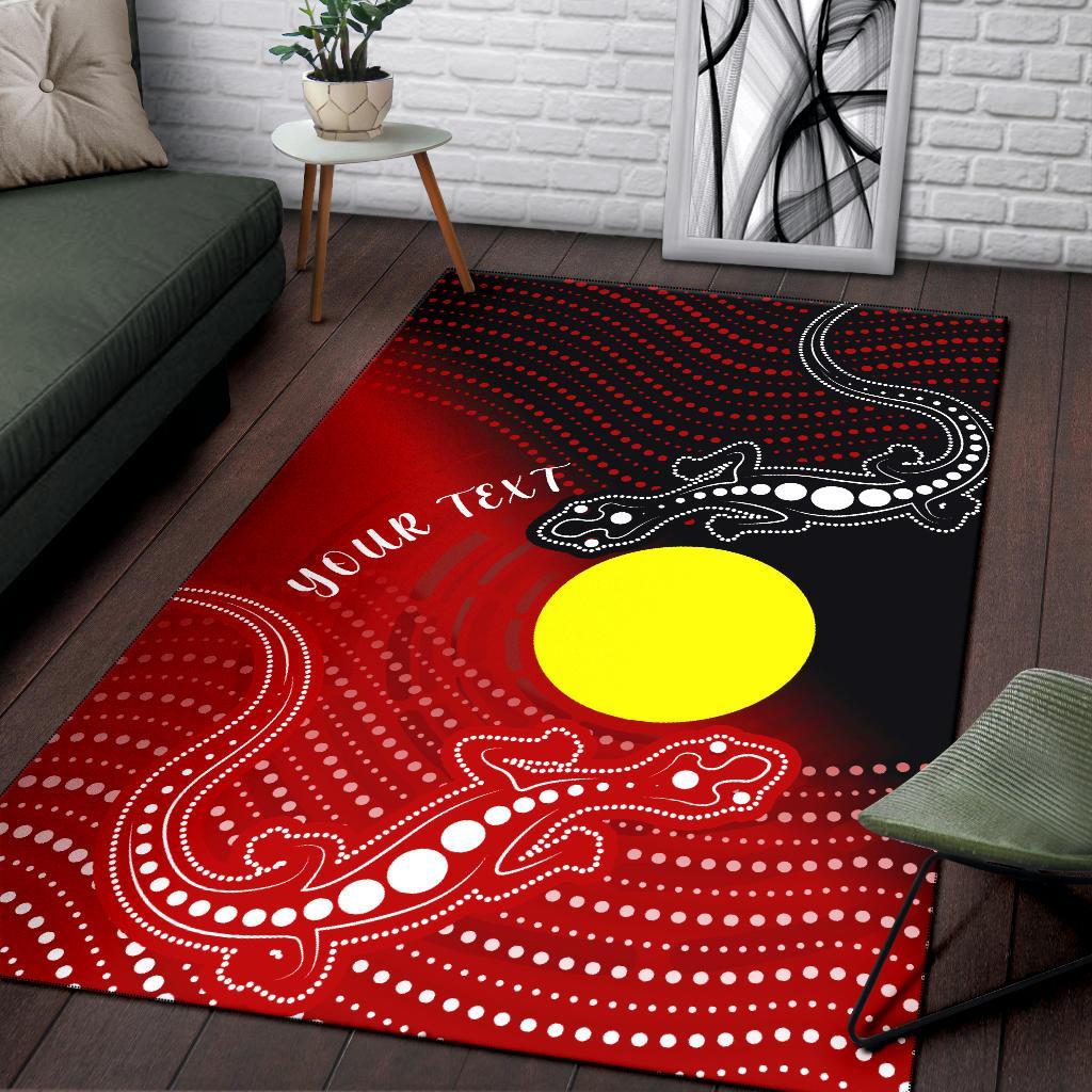 Custom Aboriginal Area Rug - Two Indigenous Lizard - Vibe Hoodie Shop