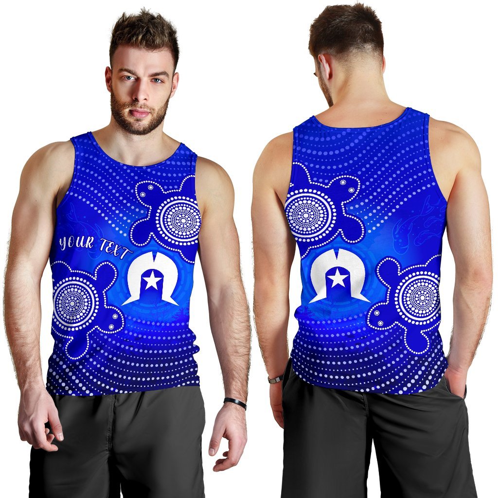 Custom Torres Strait Islanders Men's Tank Top - Torres Symbol With Indigenous Turtle - Vibe Hoodie Shop