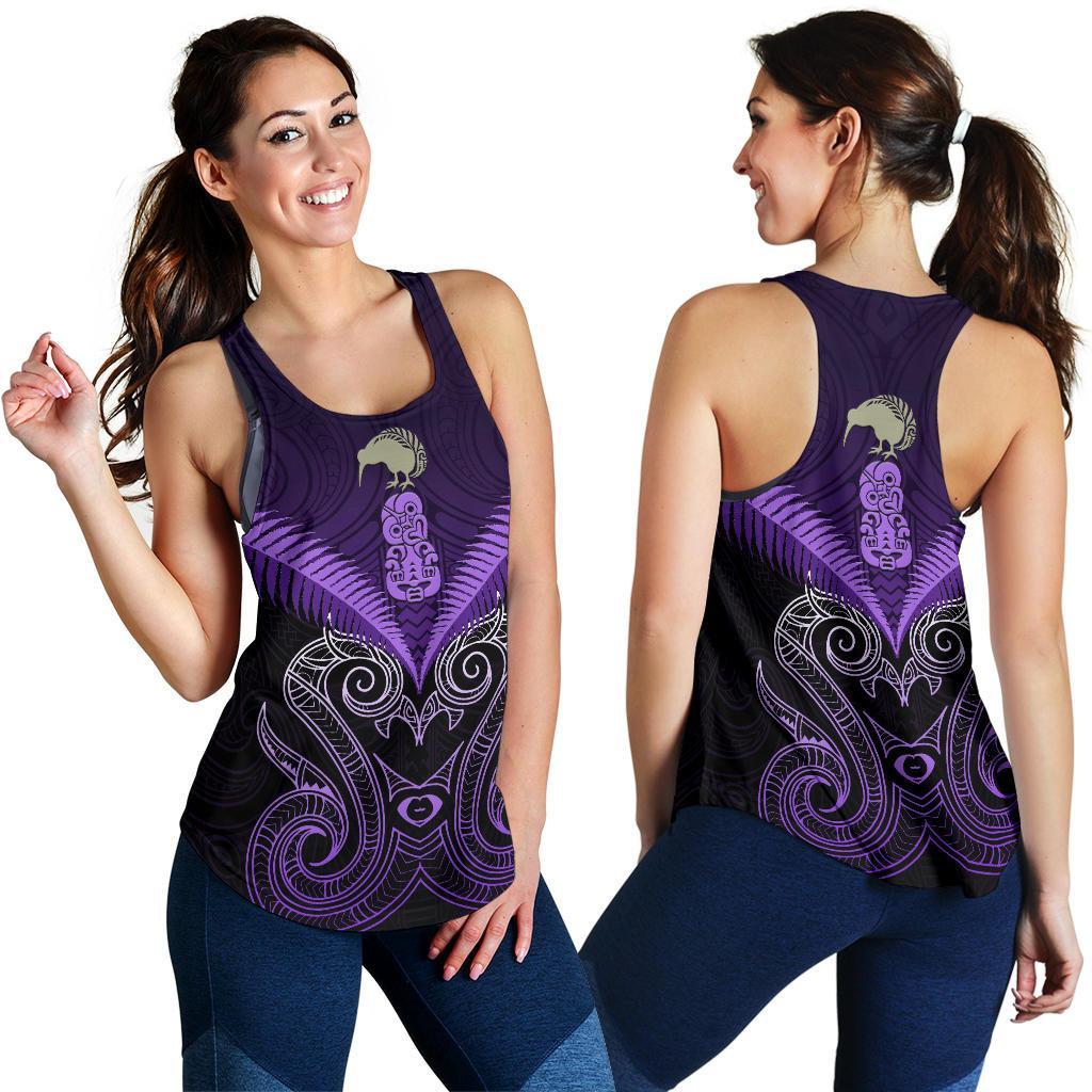 Maori Manaia New Zealand Women Racerback Tank Purple - Vibe Hoodie Shop