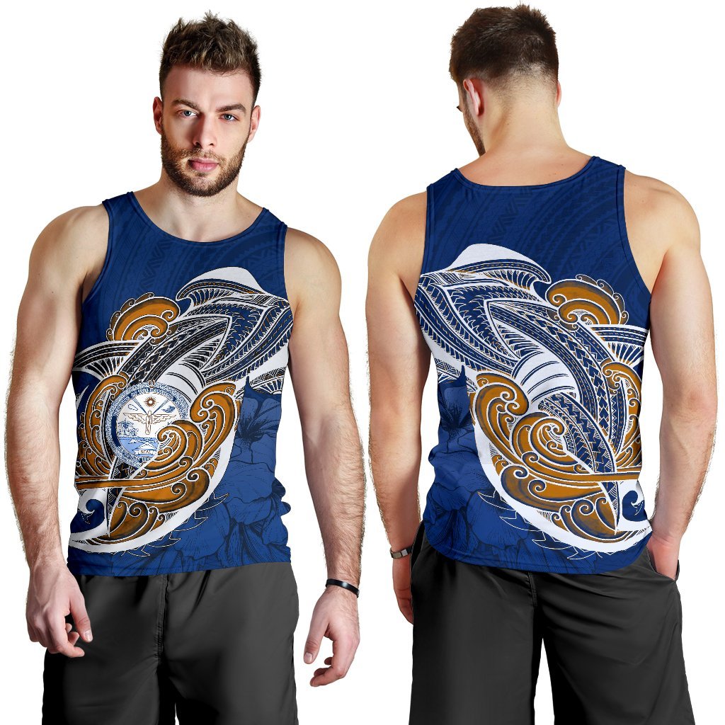 Marshall Islands Men's Tank Top Shark Coat Of Arms - Vibe Hoodie Shop