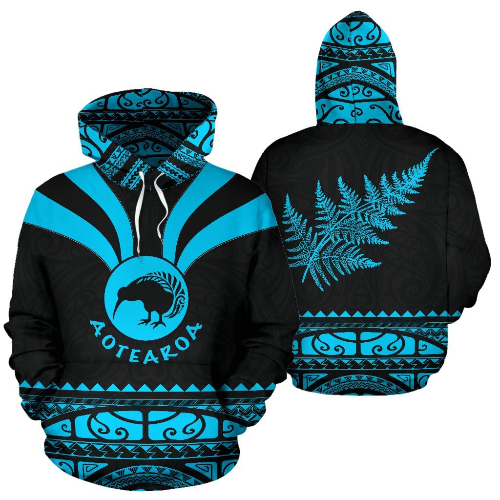 New Zealand Aotearoa Hoodie, Maori Silver Fern Zip Up Medal Version Hoodie - Vibe Hoodie Shop