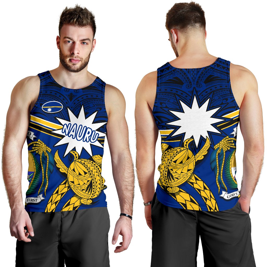 Nauru Rugby Men Tank Top Version Turtle Polynesian - Vibe Hoodie Shop