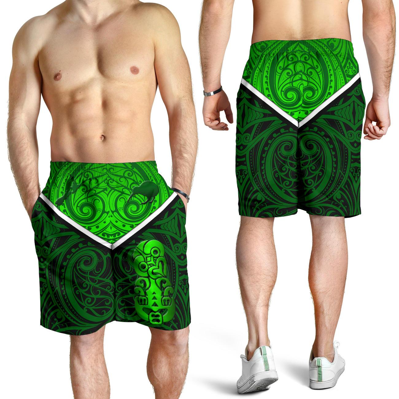 New Zealand Maori Rugby Men Shorts Pride Version - Green - Vibe Hoodie Shop