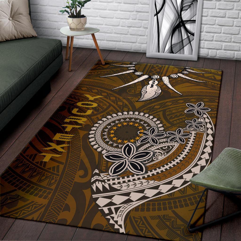 Cook Islands Custom Personalised Area Rugs - Polynesian Boar Tusk - Vibe Hoodie Shop