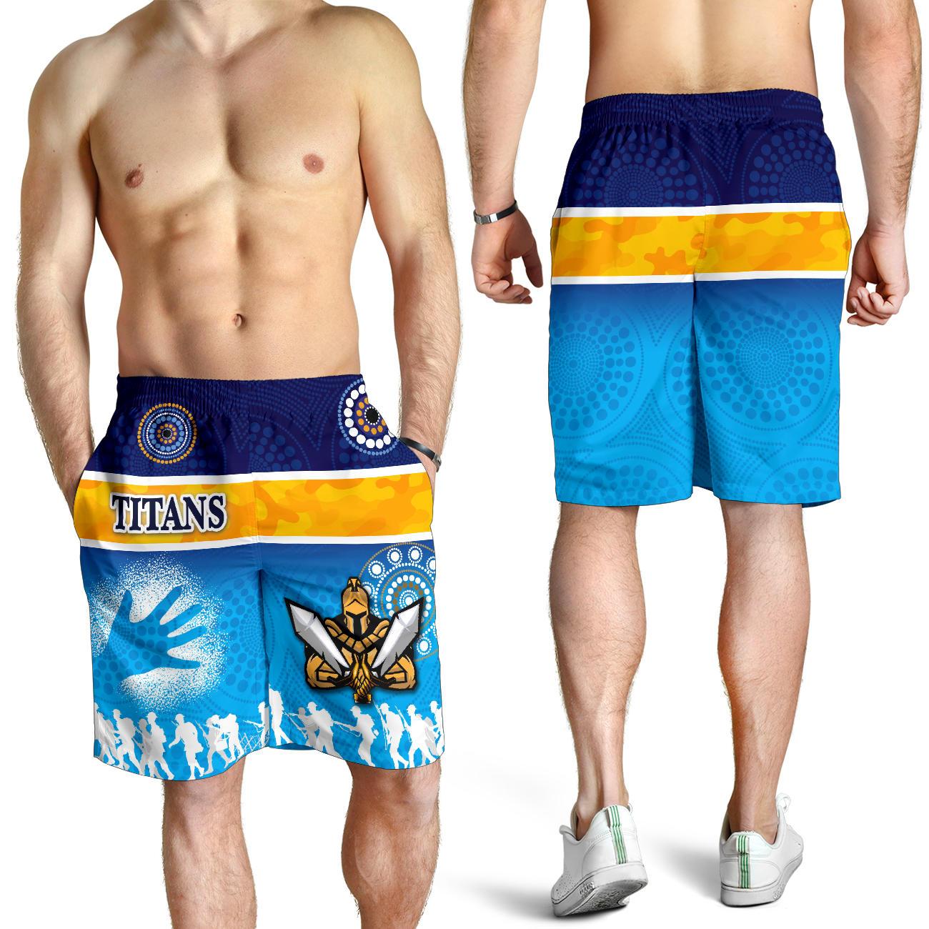 Gold Coast Men Shorts Titans Gladiator ANZAC Day 2021 Version - Indigenous - Vibe Hoodie Shop