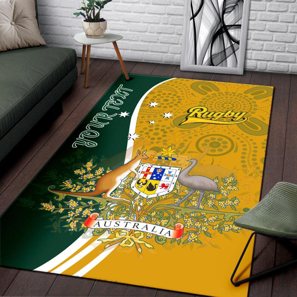 Personalised Area Rug - Australia Coat Of Arm In Rugby Style - Vibe Hoodie Shop