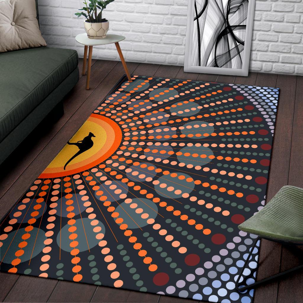 Area Rug - Aboriginal Dot Painting Rug Kangaroo Ver04 - Vibe Hoodie Shop