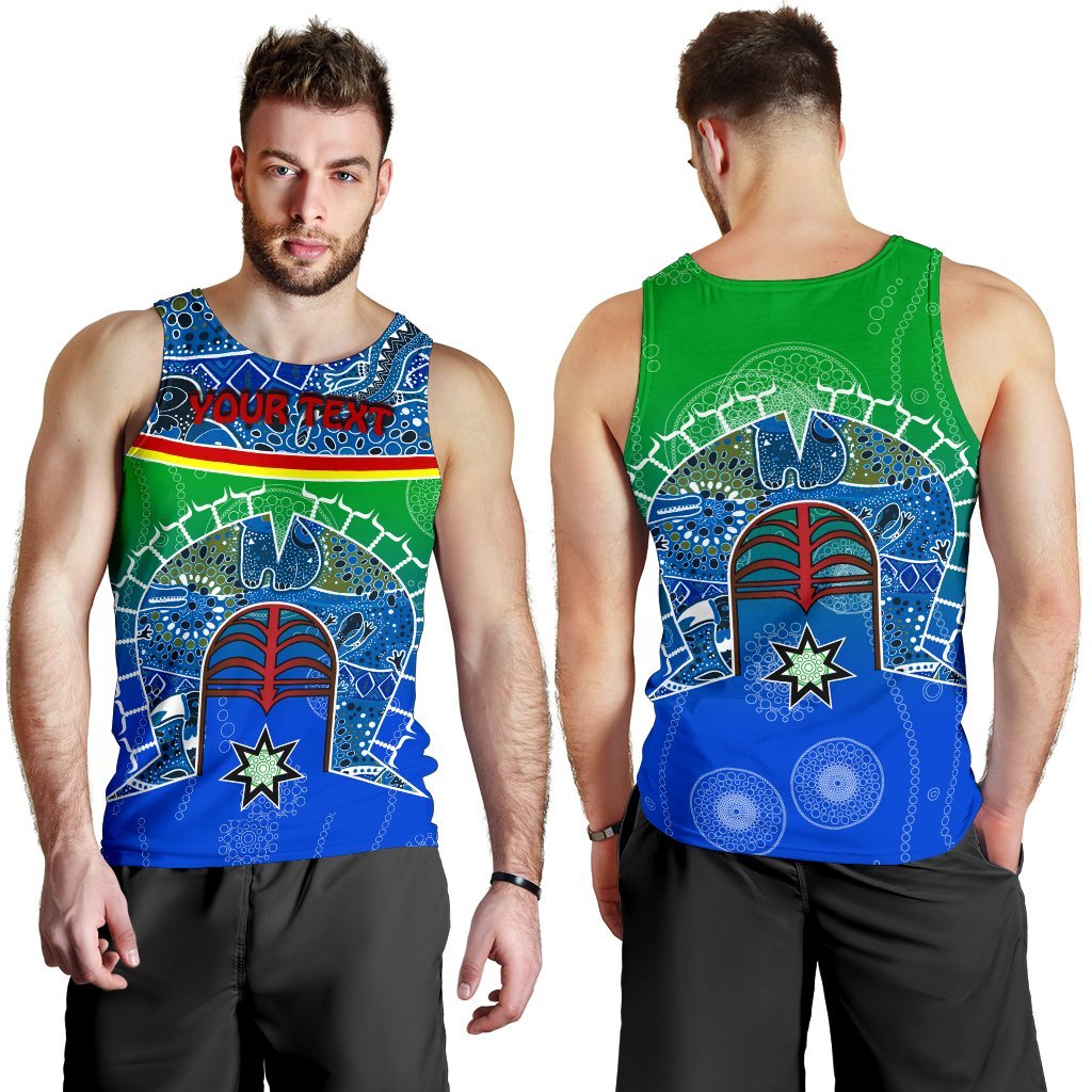 Personalised Men's Tank Top - Torres Strait Symbol With Aboriginal Patterns - Vibe Hoodie Shop