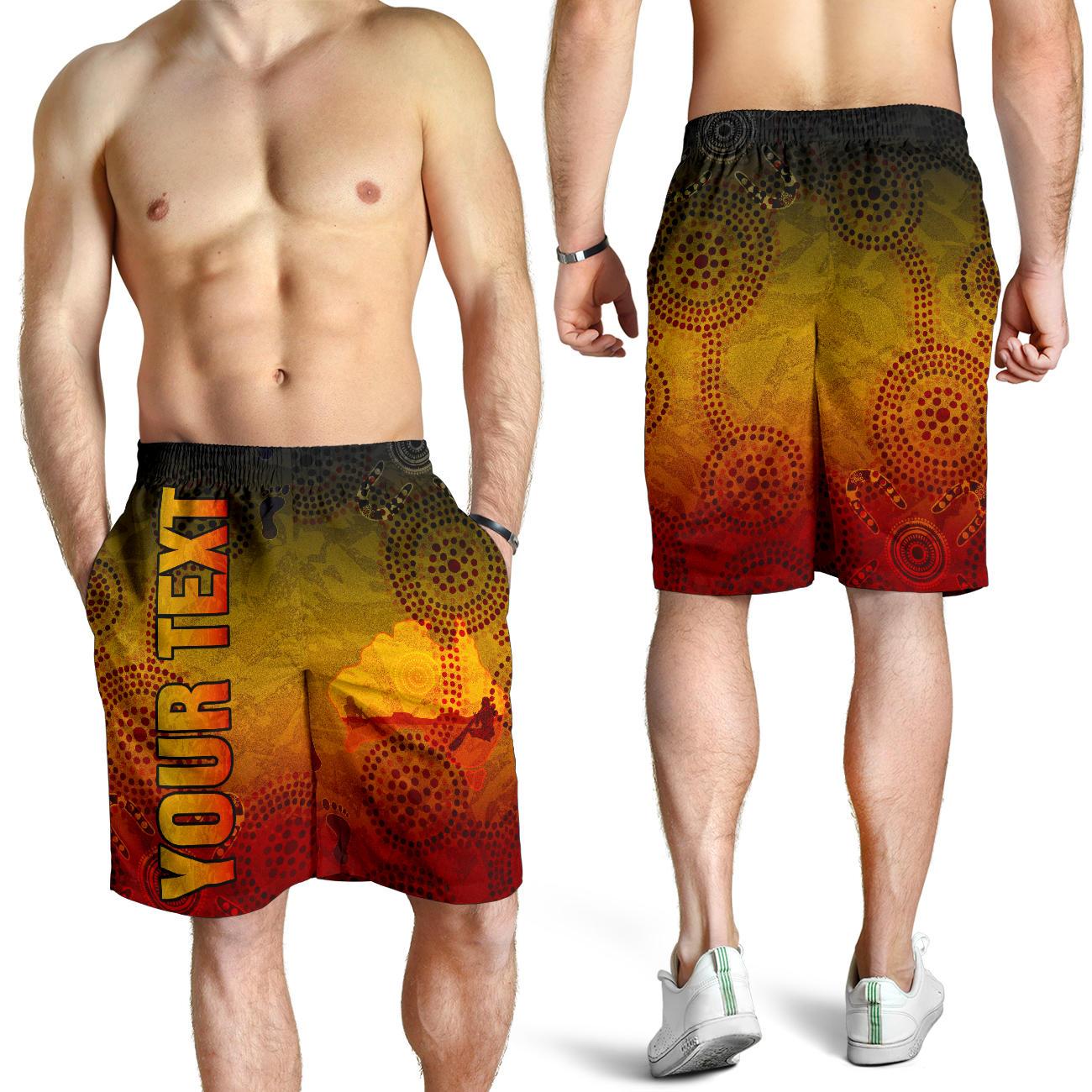 Custom Aboriginal Men's Shorts, Australian Map with Indigenous Color - Vibe Hoodie Shop