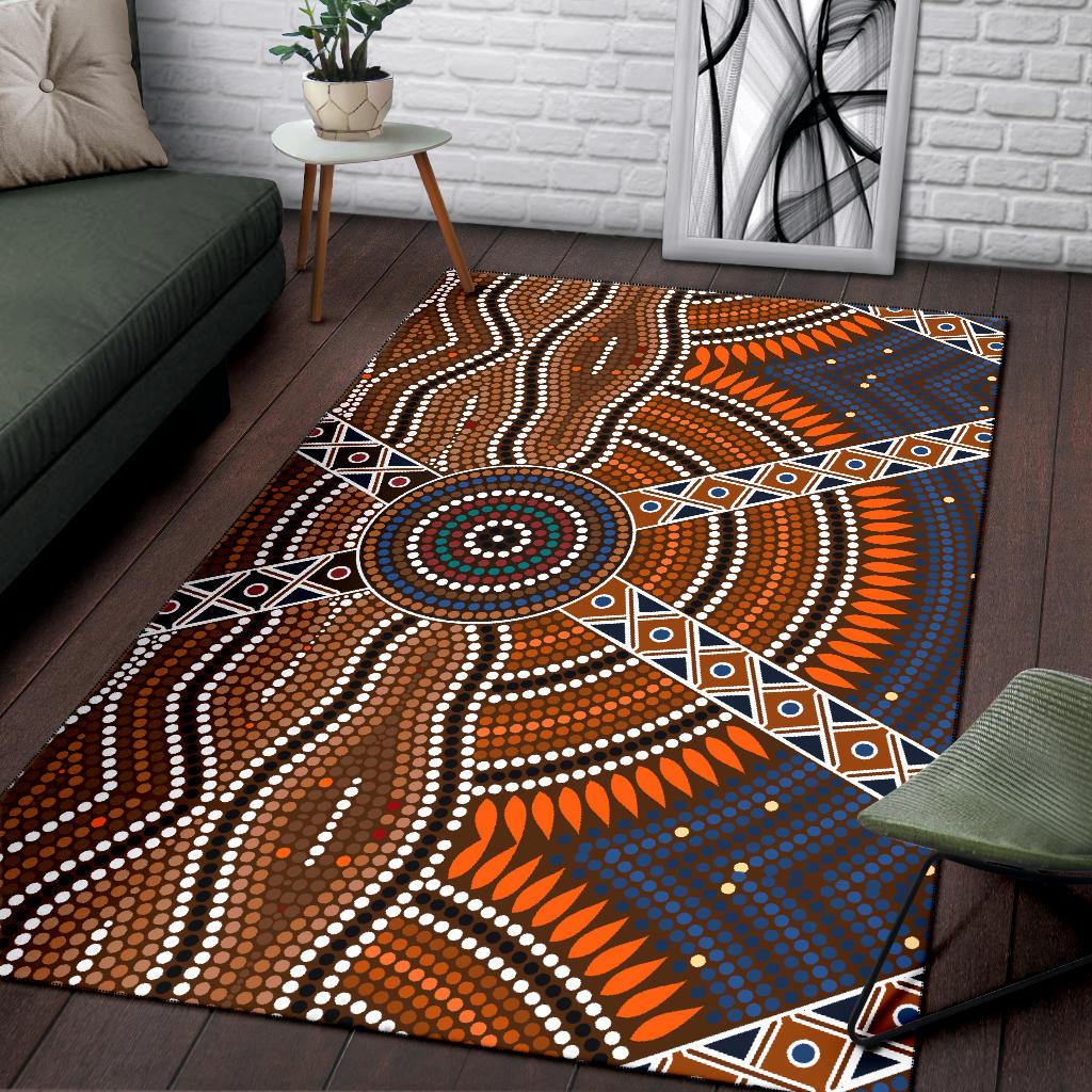 Area Rug - Aboriginal Dot Painting Rug Ver01 - Vibe Hoodie Shop