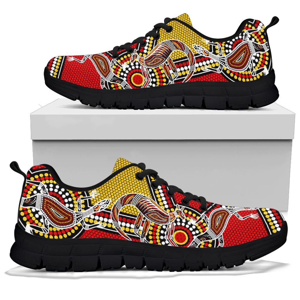 Aboriginal Sneakers, Kangaroo Dot Painting Patterns - Vibe Hoodie Shop