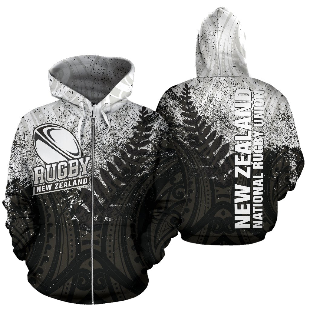 New Zealand Rugby Zip - Up Hoodie - Maori Rugby Style - Vibe Hoodie Shop